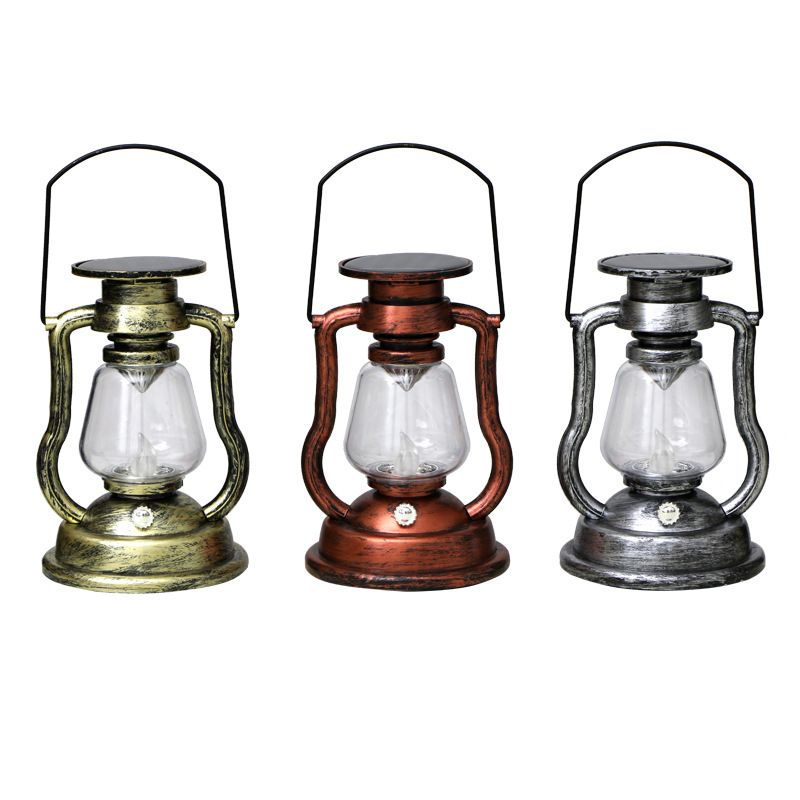 Lámpara de aceite de queroseno solar de llama vintage LED impermeable al aire libre