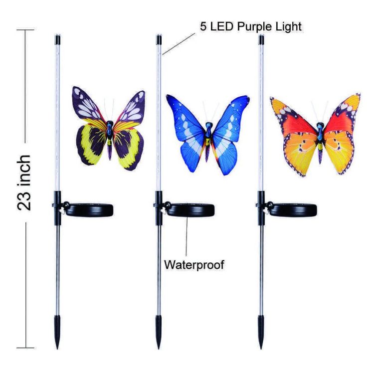 Luces solares multicoloras impermeables del césped del camino de la mariposa de la fibra óptica